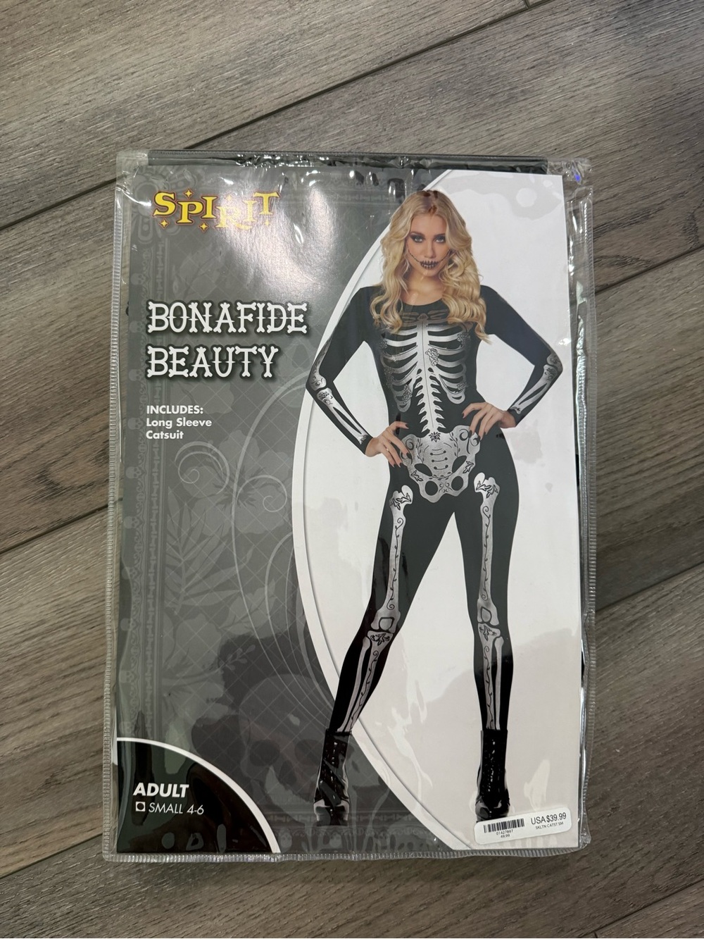 Spirit Bonafide Beauty Skeleton Catsuit - Black & White Bone Print